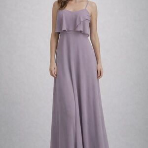 Mori Lee Lavender Ruffle Bodice Spaghetti-Strap Maxi Gown - size 6/small
